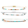 3Pcs Summer Glass Seed Bead Braided Bead Bracelets LO6994-1-1