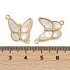 Brass Clear Cubic Zirconia Pave Natural Shell Butterfly Connector Charms KK-P283-08G-3