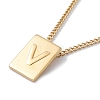 Stainless Steel Initial Letter Rectangle Pendant Necklace for Men Women NJEW-E090-01G-22-1