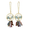 Butterfly Brass & Natural Aquamarine Pendant Decorations HJEW-Z007-04G-07-1