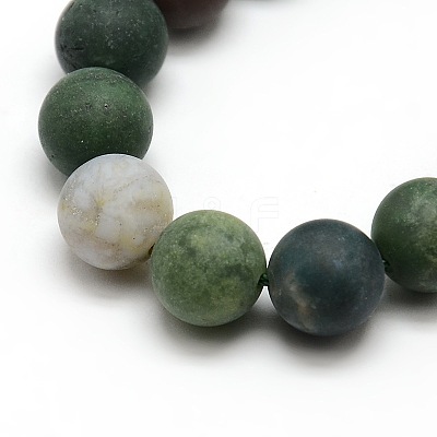 Frosted Natural Indian Agate Round Bead Strands G-M063-12mm-01-1