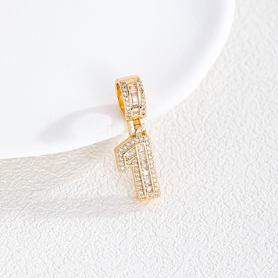 Brass Clear Cubic Zirconia European Dangle Charms KK-R003-01G-01-1