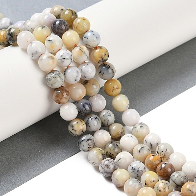 Natural White African Opal Beads Strands G-E472-02-8mmC-1