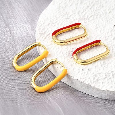 Oval Brass Hoop Earrings EJEW-D314-03G-1