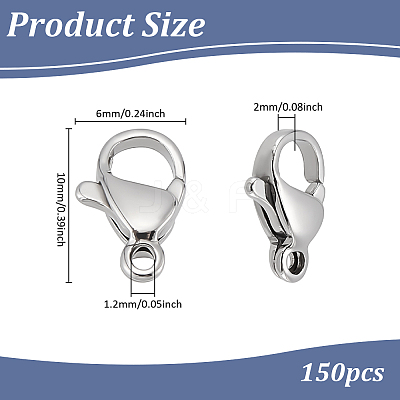 304 Stainless Steel Lobster Claw Clasps STAS-PH0007-02D-1