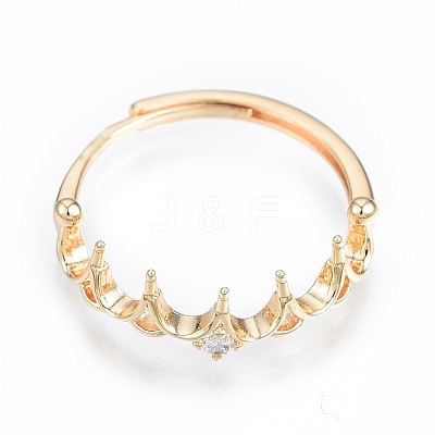 Brass Micro Clear Cubic Zirconia Adjustable Ring Settings KK-T062-238G-1