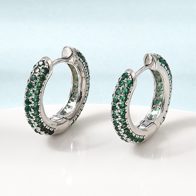 Brass Micro Pave Cubic Zirconia Hoop Earrings KK-CBA8324-24P-1