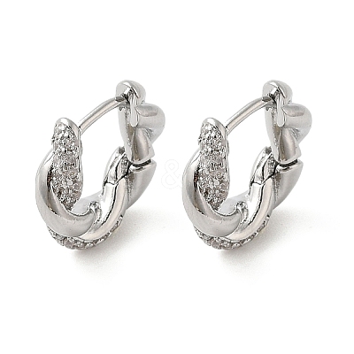 Brass Clear Cubic Zirconia Hoop Earrings EJEW-Q014-29P-1
