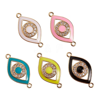 5Pcs 5 Colors Brass Micro Pave Clear Cubic Zirconia Links KK-SZ0001-75-1