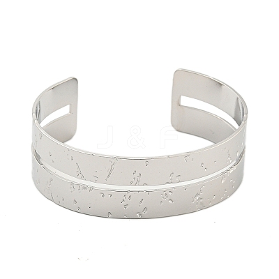 304 Stainless Steel Textured Hollow Open Cuff Bangles BJEW-S151-01P-05-1