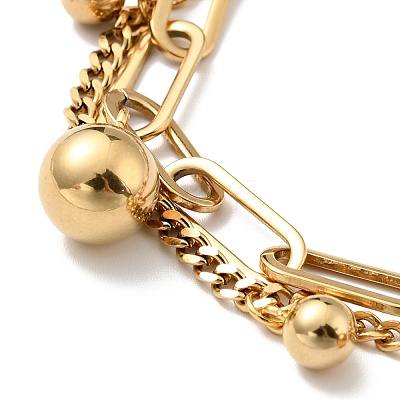 Round Ball Charm Multi-strand Bracelet BJEW-G639-23G-1