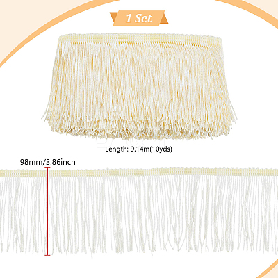 Polyester Tassel Lace Edge Trim Ribbon OCOR-WH0101-118C-1