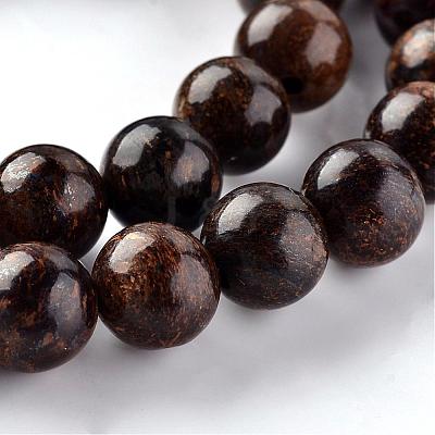 Natural Bronzite Round Beads Strands G-E330-8mm-03-1