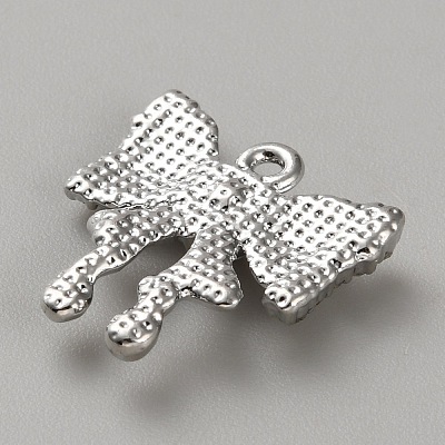 White Series Love Bow Alloy Acrylic Pendant PALLOY-WH0115-01P-11-1