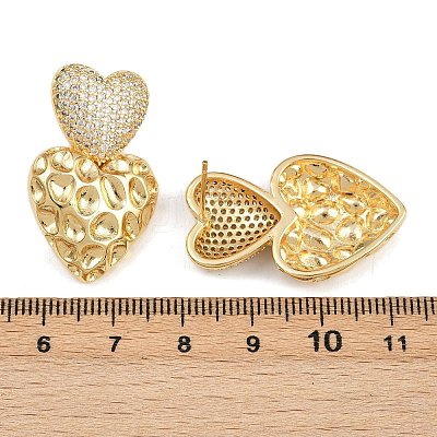 Brass Micro Pave Clear Cubic Zirconia Dangle Stud Earrings EJEW-L275-15G-01-1
