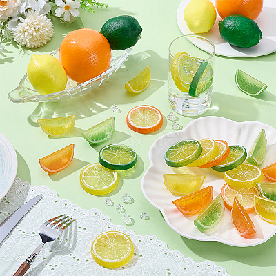 22Pcs 3 Styles Plastic Simulated Lemon DJEW-AR0001-15A-1