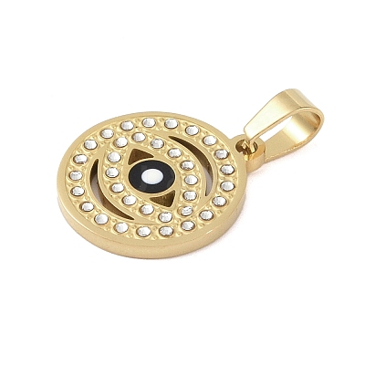 Ion Plating(IP) 304 Stainless Steel Enamel Rhinestone Pendants STAS-Q325-03H-G-1