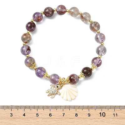 Natural Lodolite Quartz Bead Bracelets BJEW-JB14149-01-1