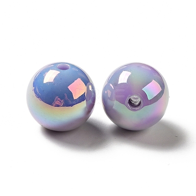 UV Plating Opaque Rainbow Iridescent Acrylic Beads LS-MACR-D063-01A-04-1