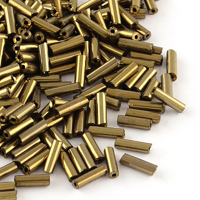 Plated Glass Bugle Beads SEED-R012-701-1