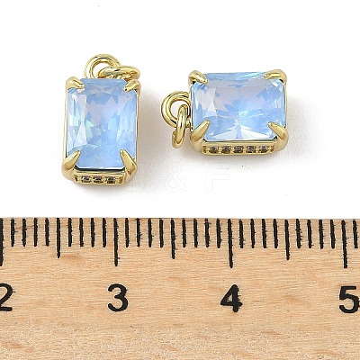 Brass Micro Pave Cubic Zirconia Charms with Glass Crystal KK-Q039-02G-1