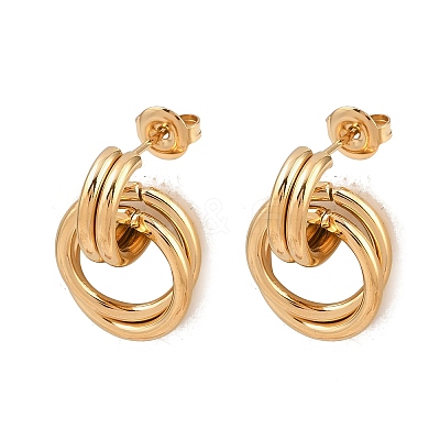 304 Stainless Steel Twist Ring Stud Earrings EJEW-P324-05G-1
