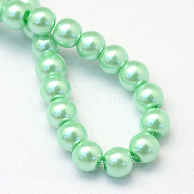 Baking Paint Pearlized Glass Pearl Round Bead Strands X-HY-Q330-8mm-63-1