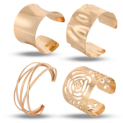 4Pcs 4 Styles Alloy & Iron Bangles for Women BJEW-CY0001-01-1