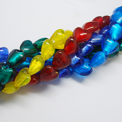 Handmade Silver Foil Glass Beads FOIL-R050-20x13mm-M-1