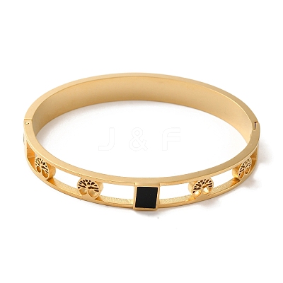 PVD Vacuum Plating 304 Stainless Steel Bangles for Women BJEW-F474-36G-1