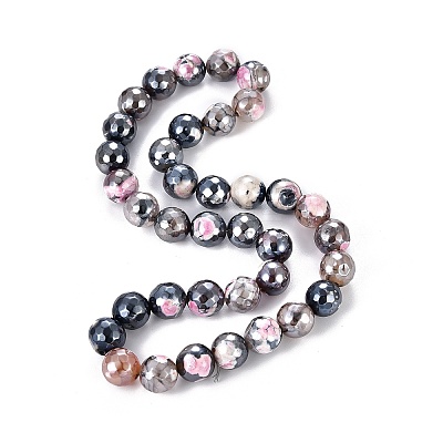 Electroplate Natural Fire Crackle Agate Beads Strands G-T131-55-13-1