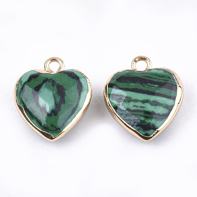 Electroplate Synthetic Malachite Pendants G-T112-03D-1