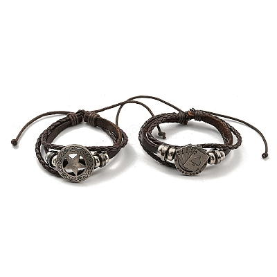 PU Imitation Leather Cord Triple Layer Multi-strand Bracelets BJEW-P329-03AS-1