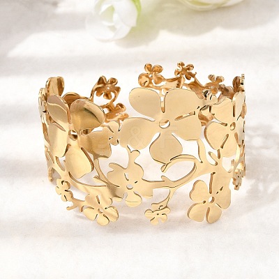 304 Stainless Steel Cuff Bangles for Women BJEW-B166-01G-1
