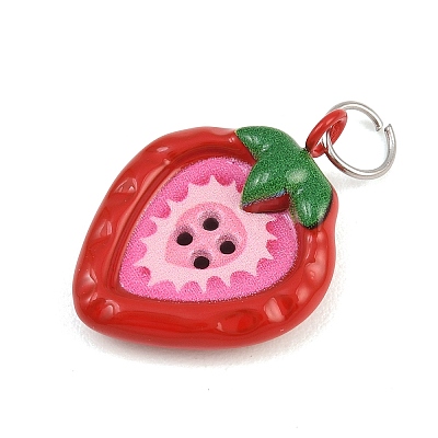 Button 304 Stainless Steel Enamel Pendants SA-CBAE390-01C-1
