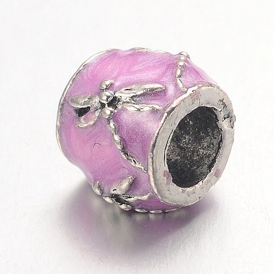 Barrel Large Hole Alloy Enamel European Beads MPDL-L013-10G-1