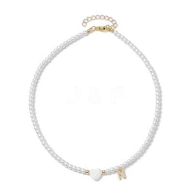 Brass Micro Pave Grade AAA Cubic Zirconia Letter Pendant Necklaces NJEW-JN04771-14-1