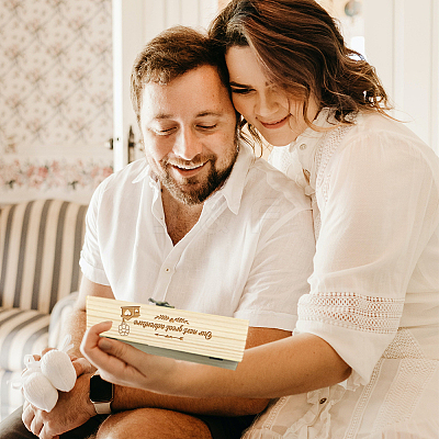 Rectangle Wooden Pregnancy Test Keepsake Box with Lock CON-WH0103-012-1