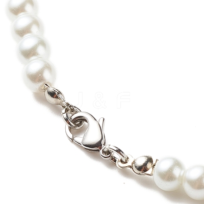 Glass Pearl Round Beaded Necklace for Women NJEW-JN03903-1
