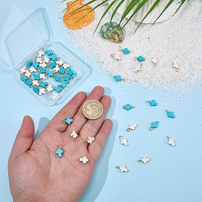 60Pcs Dyed Synthetic Turquoise Pendants FIND-BM0001-60A-1