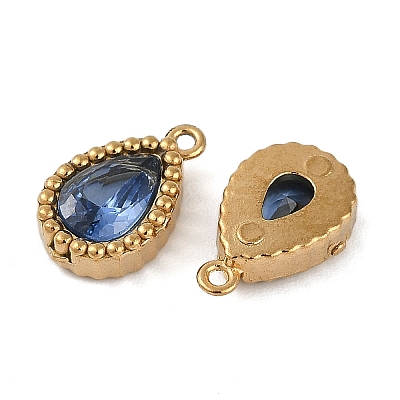 Ion Plating(IP) 304 Stainless Steel Micro Pave Cubic Zirconia Charms X-STAS-K256-20G-1