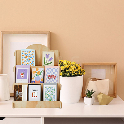 4-Tier Wood Postcard Display Riser Stands ODIS-WH0038-127-1