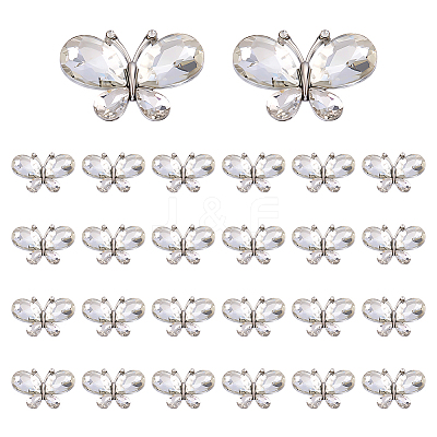 Platinum Tone Alloy Rhinestone Butterfly Cabochons DIY-FG0009-98B-1