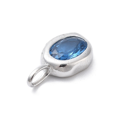 925 Sterling Silver Cubic Zirconia Oval Charms STER-S006-01S-C-1