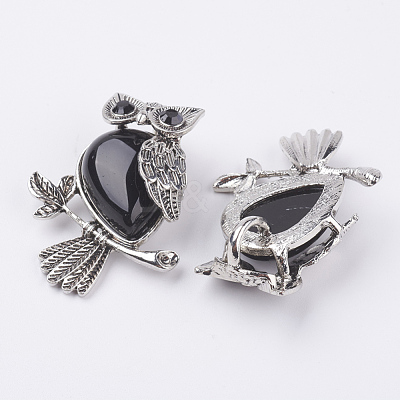 Natural Dyed & Heated Black Agate Pendants G-E442-01R-1