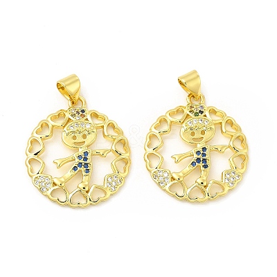 Brass Micro Pave Cubic Zirconia Pendants KK-H441-31G-1