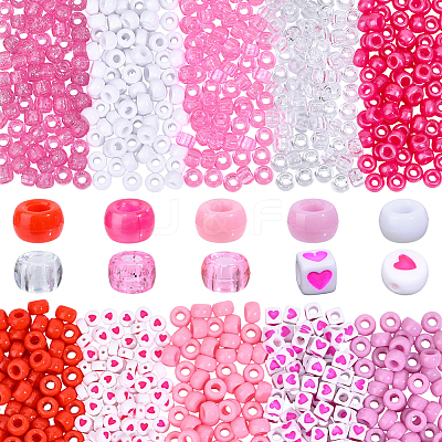 1200Pcs 10 Styles Opaque Plastic and Opaque Acrylic Beads KY-PA0001-15A-1