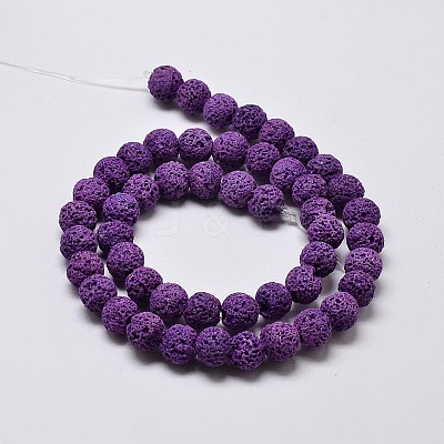 Natural Lava Rock Round Bead Strands X-G-I124-8mm-08-1