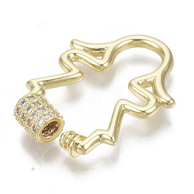 Brass Micro Pave Clear Cubic Zirconia Screw Carabiner Lock Charms ZIRC-T013-07G-NF-1