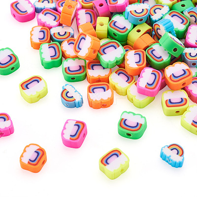 100Pcs 5 Style Handmade Polymer Clay Beads FIND-FW0001-33-1